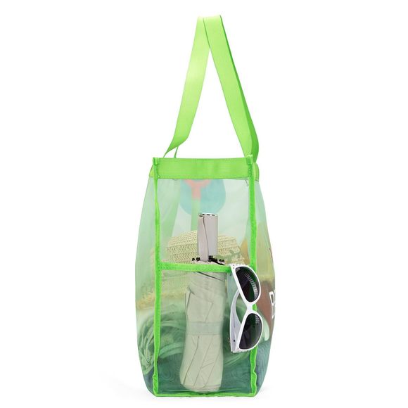 Large Mesh Beach Tote Bag Green Net Beach Travel Bag Lhtweht Swimming o_o - Picture 3 of 6